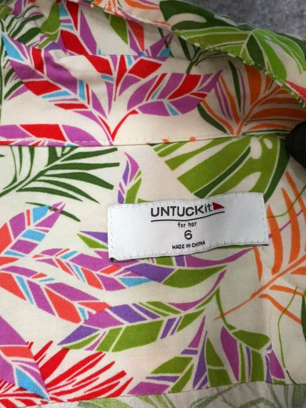 UNTUCKit Tropical Palm Leaf Button Front Shirt Dress Size 6 - Picture 7 of 7